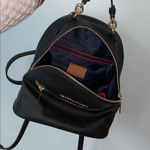 tommy hilfiger black leather backpack